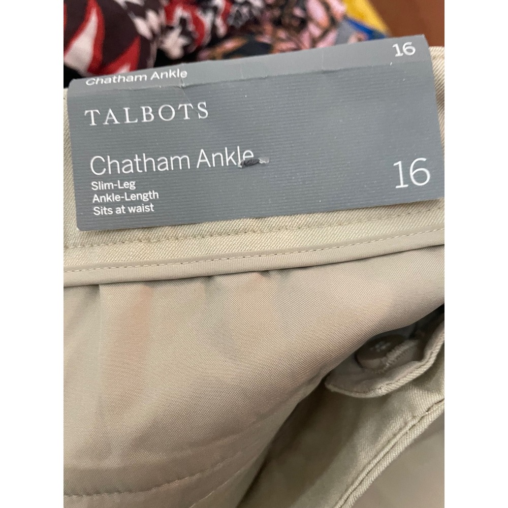 Talbots Chatham Ankle Pants Size 16 Beige Tan Slim Leg Trousers Office Casual - Picture 6 of 9